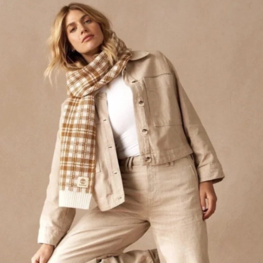 🙌 2/$55 NWT Timberland Buffalo Plaid Scarf Shade Wheat One Size Retail $60.00